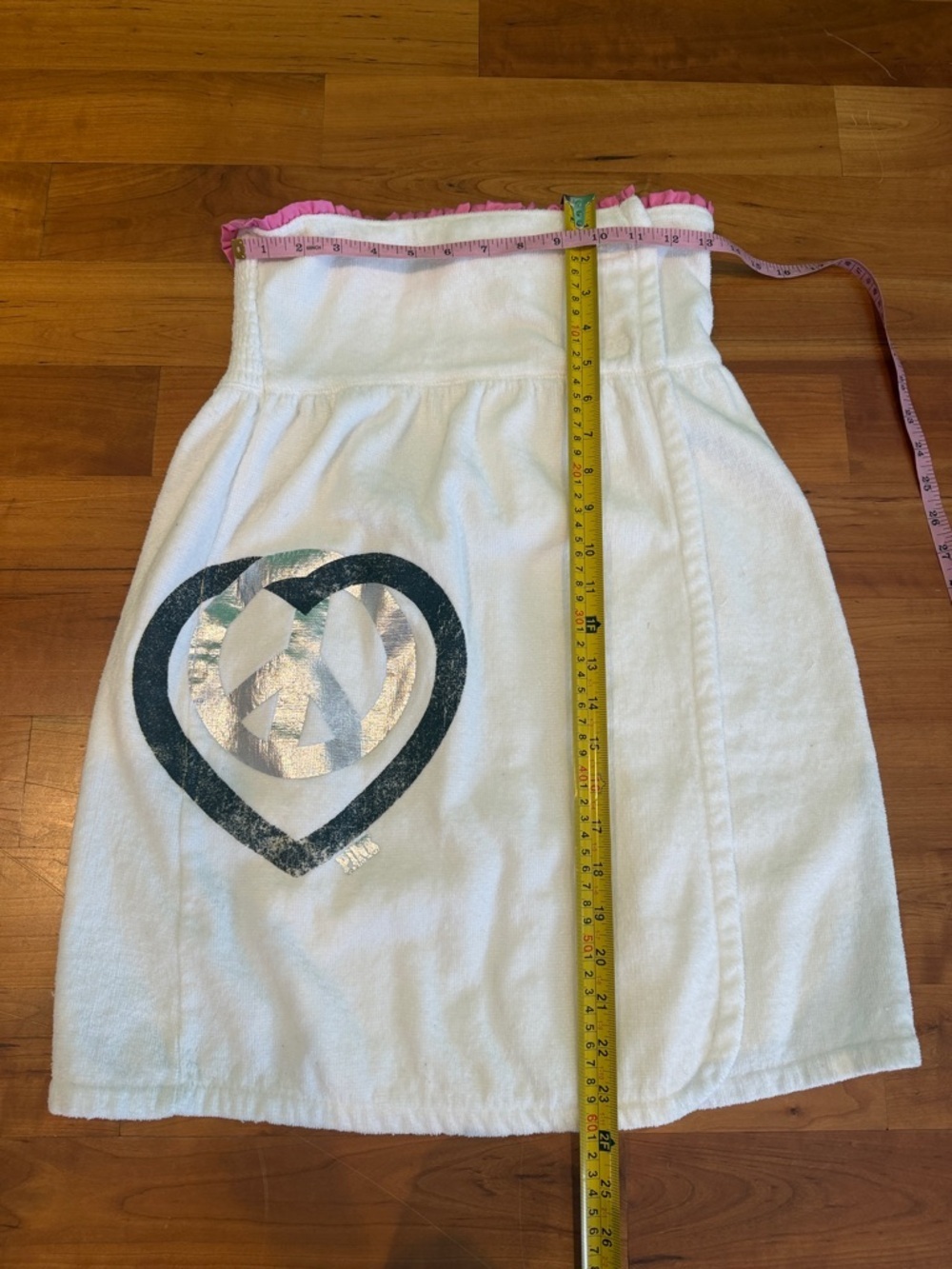 Vintage Y2K PINK by Victoria Secret TOWEL DRESS rare robe white bath shower wrap - Picture 7 of 8